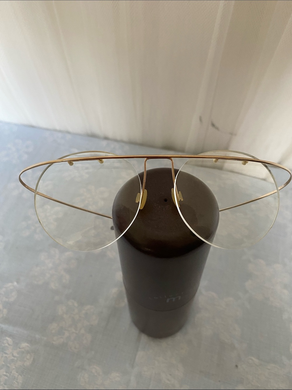 Vtg 80’s Minimal Art Collection Titanium Silhouette Gold with Brown Case M 9708